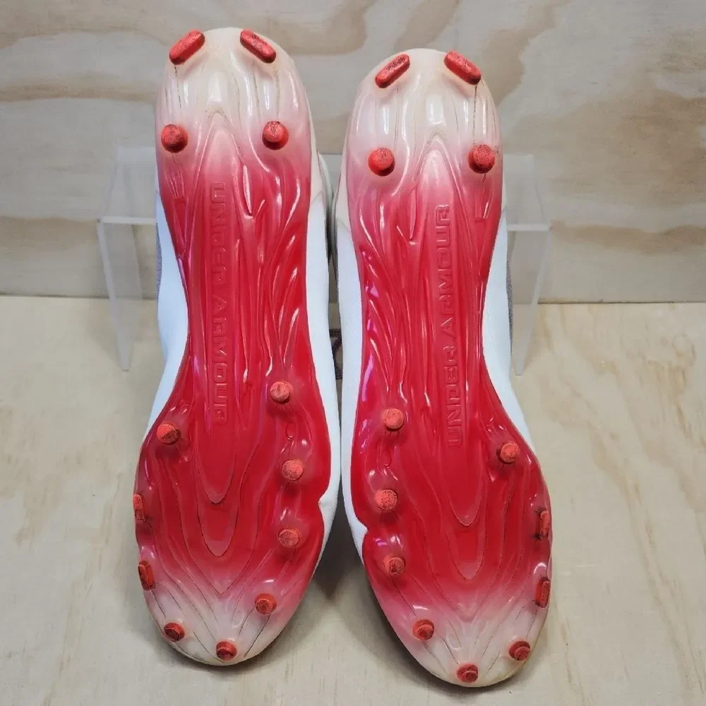 Under Armour Command Lacrosse Cleats Men 13 Red White Athletic Shoes